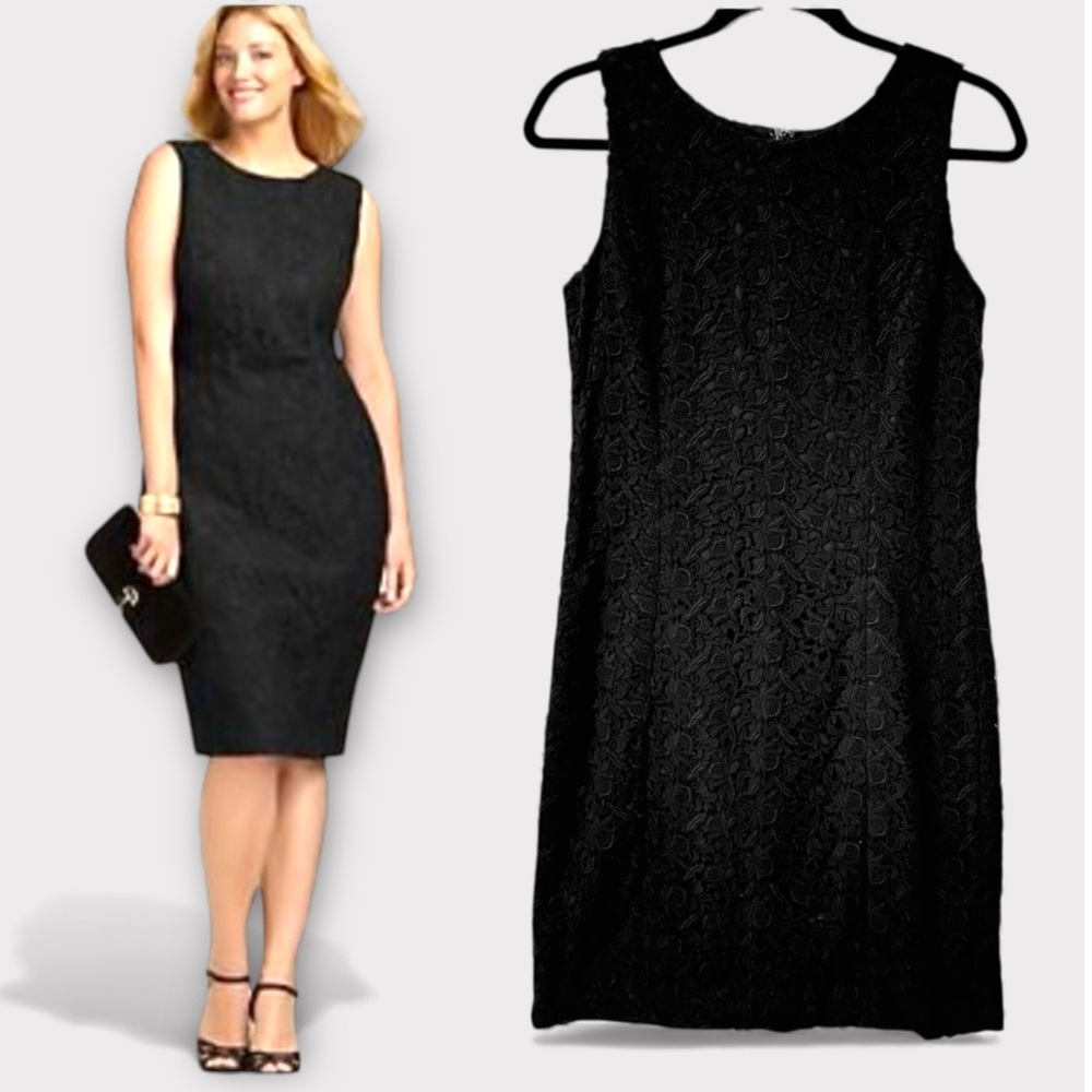 NWT Talbots Black Floral Lace Sleeveless Dress, size 4, 100% cotton
